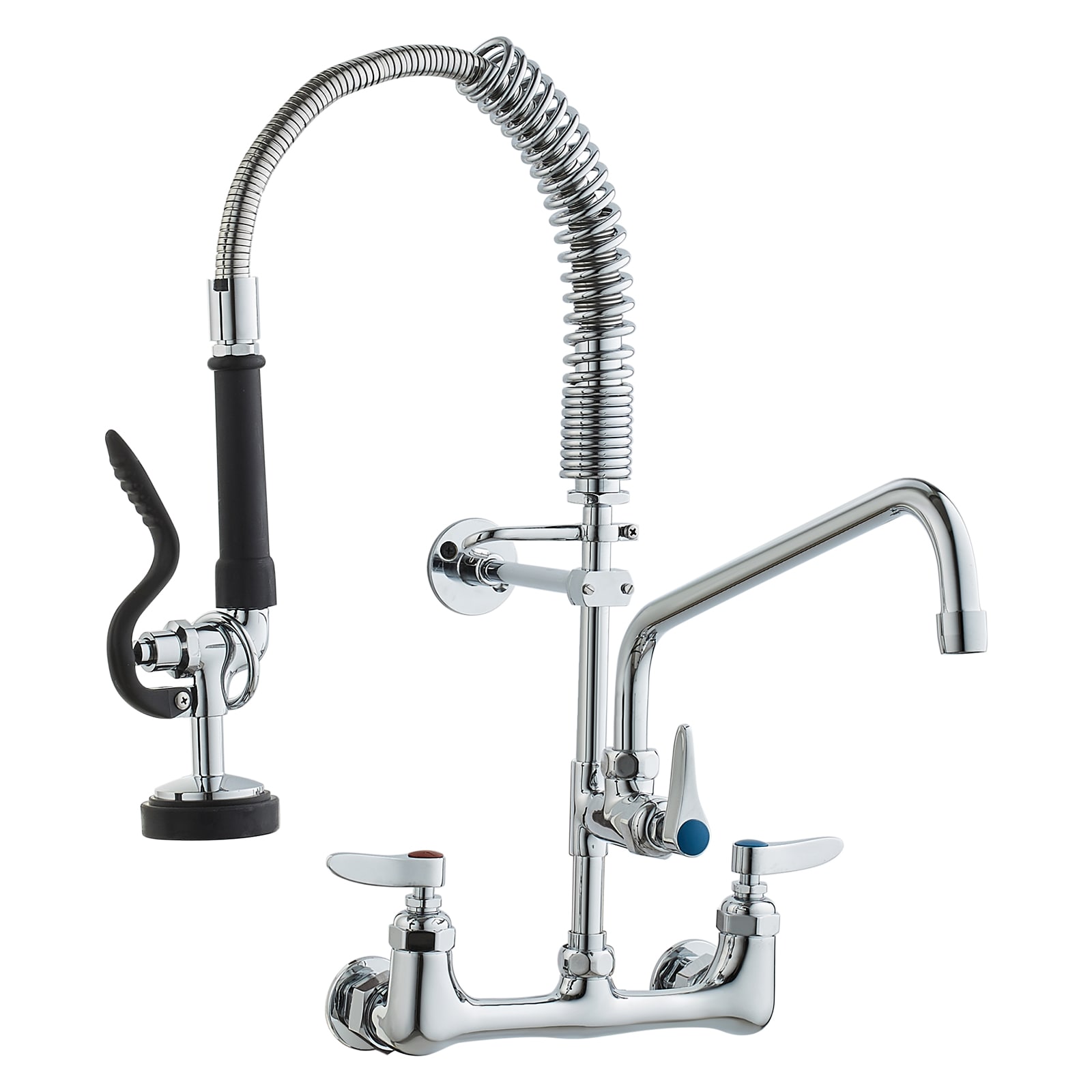 Commercial Kitchen Sink Faucet With Pull Down Pre-rinse Sprayer_voghion.com